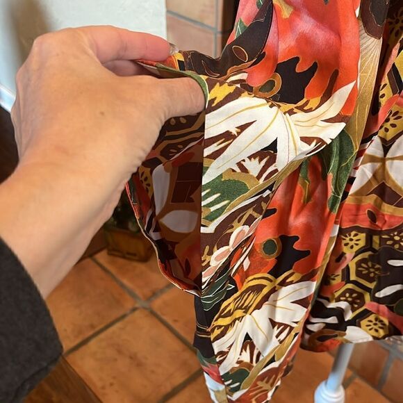 Natori IKEBANA PRINTED COTTON SILK SHIRT, L/XL! - Picture 5 of 11